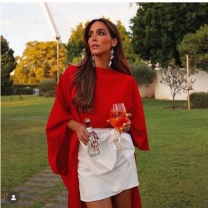 Zara Red Draped Cape Top